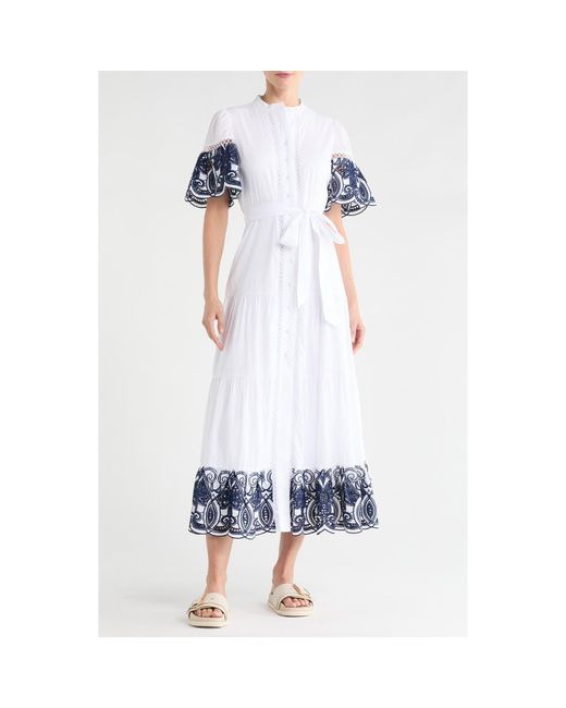 Love By Design Southampton Embroidered Maxi Shirtdress in White | Lyst Love By Design Southampton Embroidered Maxi Shirtdress in White | Lyst