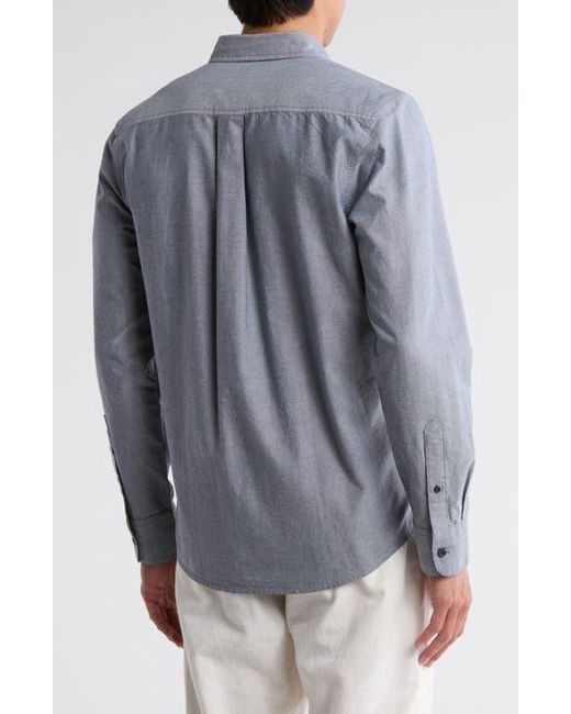 14th & Union Gray Solid Cotton Button-Down Shirt for men