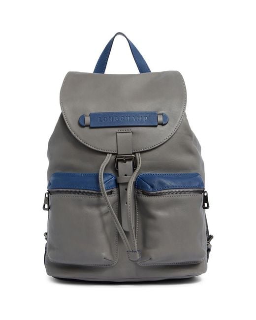 Longchamp Gray Lc3D Medium Leather Backpack