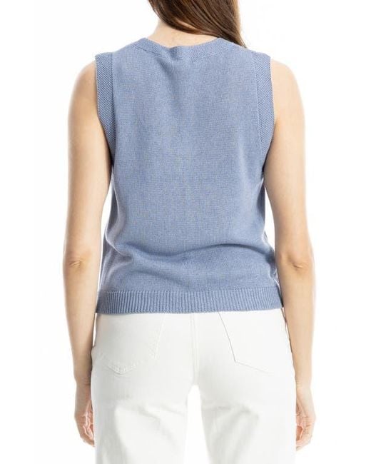 Max Studio Blue Knit Shell Top