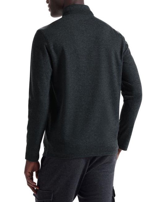 Bugatchi Blue Houndstooth Patern Quarter Zip Top for men
