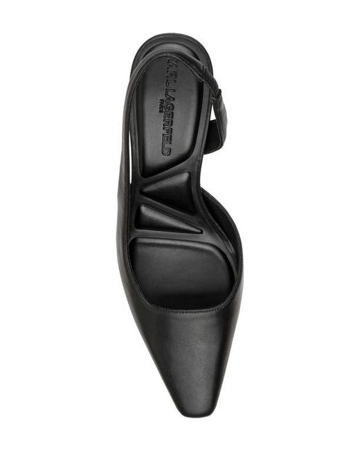 Karl Lagerfeld Black Sheenz Pointed Toe Slingback Pump