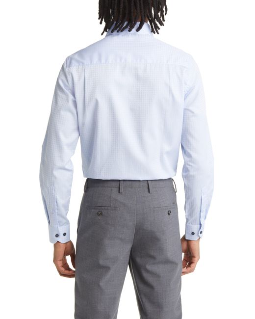 Duchamp Blue Tailored Fit Textured Solid Dress Shirt for men