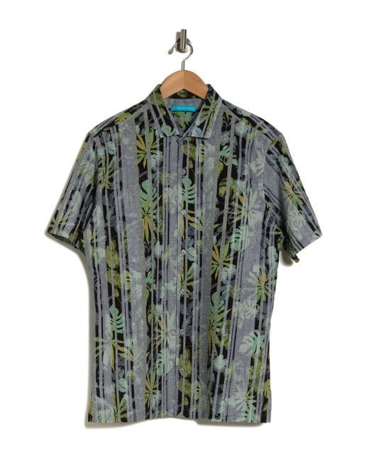 Tori Richard Green Jungle Haze Short Sleeve Cotton Button-up Shirt for men