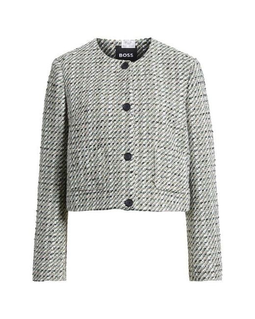 Boss Gray Tweed Crop Jacket