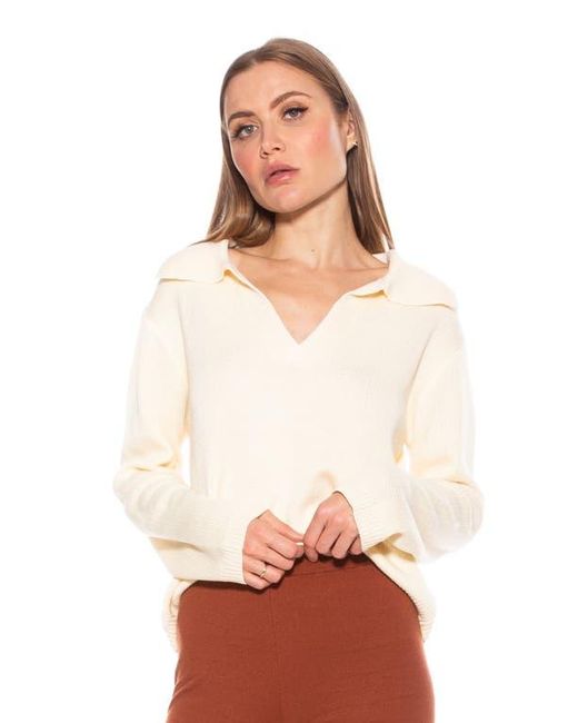 Alexia Admor White Evander Retro Collared Sweater