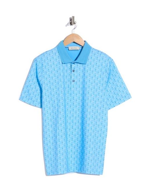 Bugatchi Blue Geometric Print Performance Polo for men