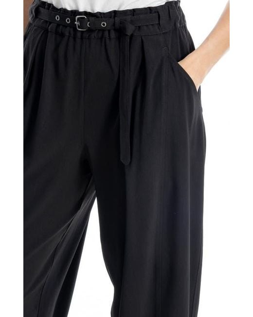 Max Studio Blue Easy Twill Belted Barrel Pants