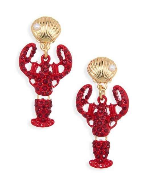 Leith Red Shell Lobster Drop Earrings