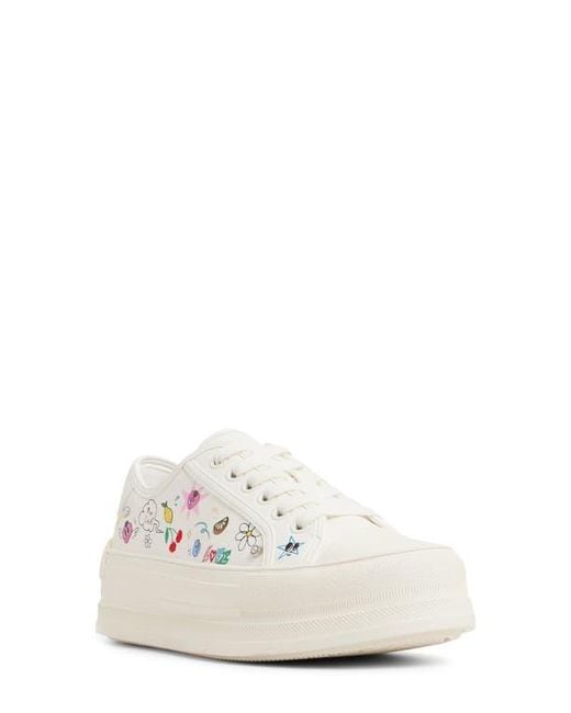 ALDO White Rayes Embroidered Platform Sneaker