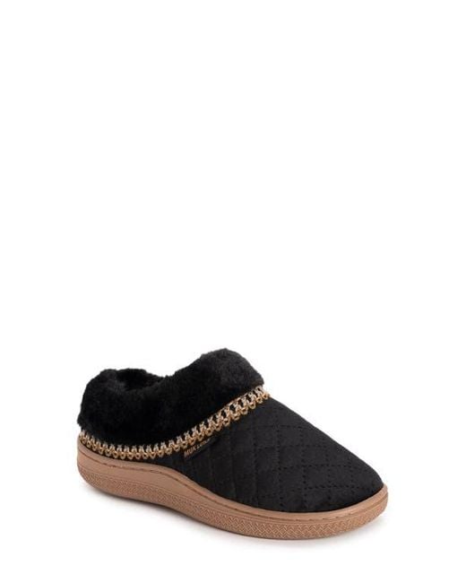 Muk Luks Black Charlee Faux Fur Clog Slipper
