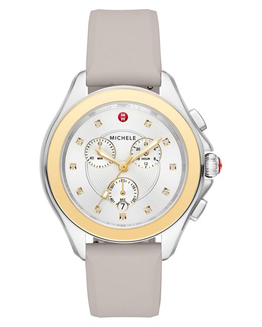 Michele Cape Topaz Chronograph Silicone Strap Watch Lyst