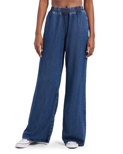 GOOD AMERICAN Blue Weightless Pull-on Wide Leg Track Pants