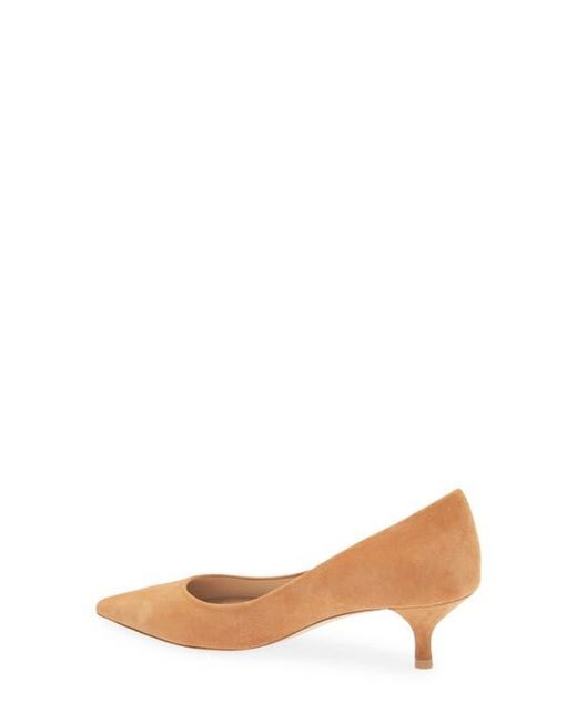 Stuart Weitzman Brown Power Pointed Toe Kitten Heel Pump