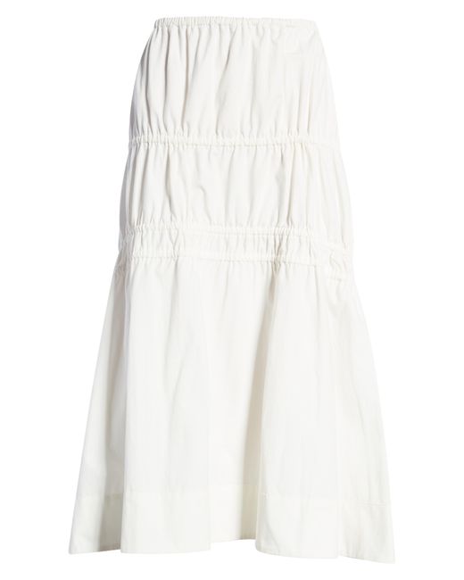 Moon River White Cotton Tiered Skirt