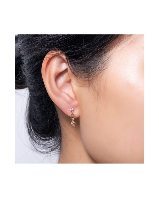 Ron Hami Metallic 14k Gold Diamond Chain Link Huggie Hoop Earrings