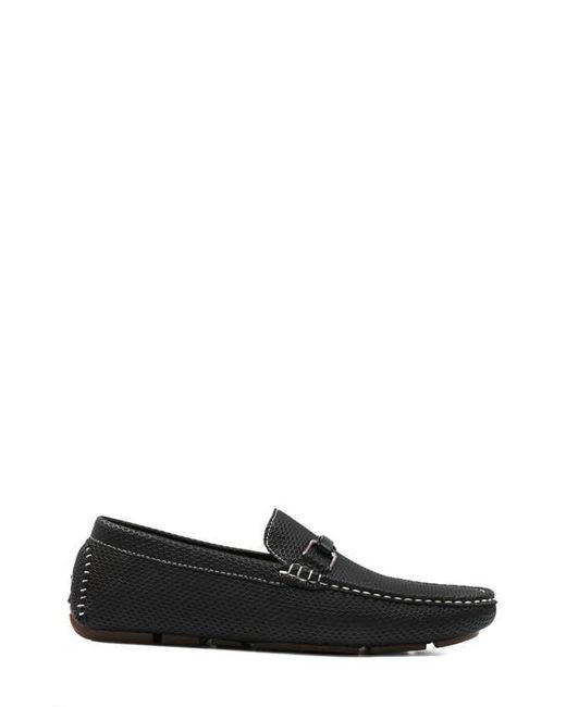 Aston Marc Black Textured Faux Leather Bit Loafers for men