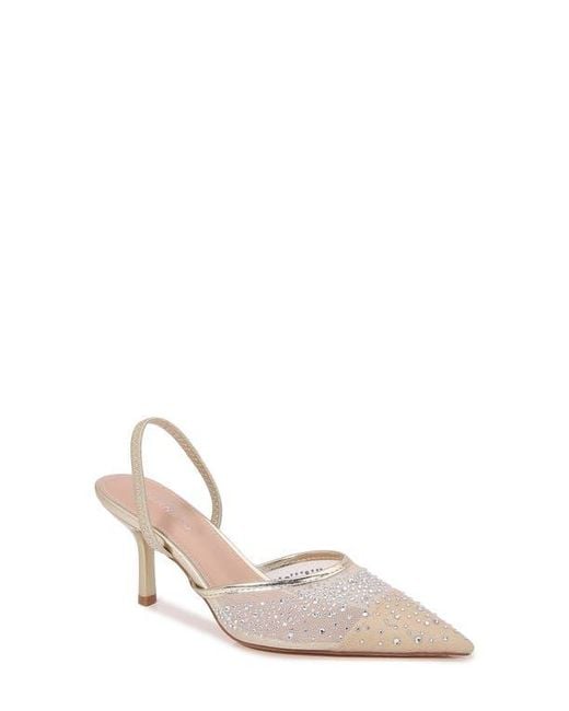 BERNESS White Cara Rhinestone Mesh Pump