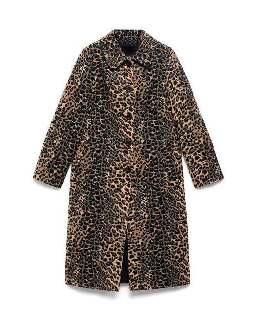 Mango Brown Leopard-print Long Coat
