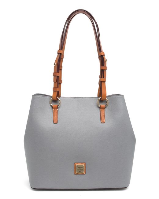 Dooney & Bourke Gray Briana Leather Shoulder Bag With Zip Pouch