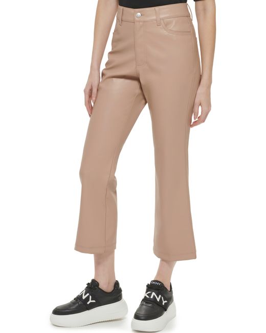 DKNY Natural Butter Faux Leather Crop Pants