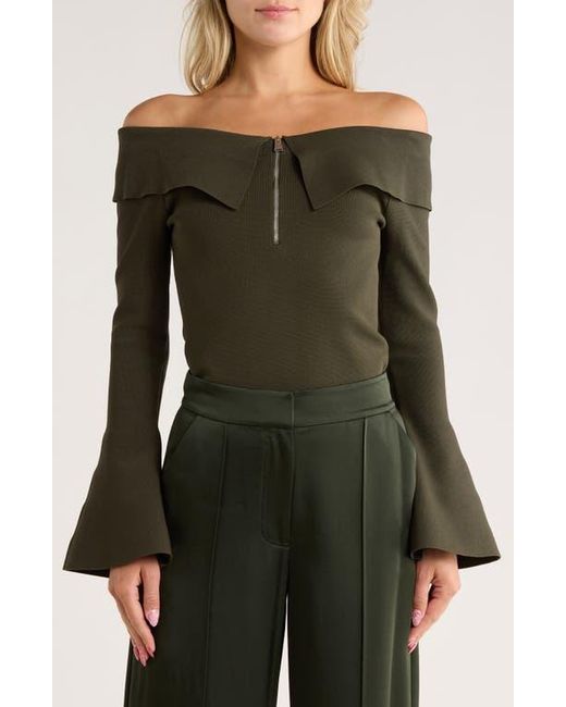 Jonathan Simkhai Black Rebecka Off The Shoulder Long Sleeve Top