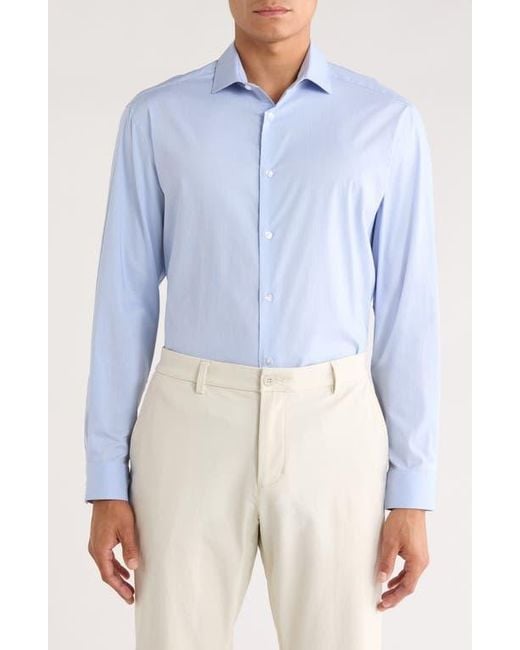Calvin Klein Blue Slim Fit All-Season Stretch Cotton Dress Shirt for men