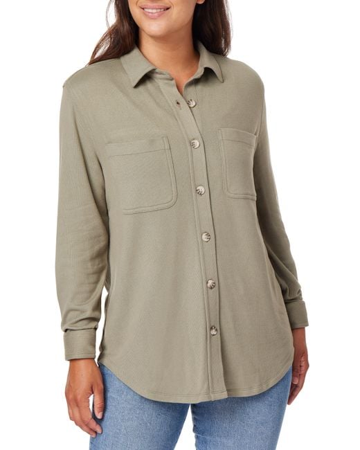 C&C California Natural Marina Luxe Essential Knit Button-up Shirt