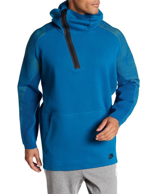 Nike Blue Asymmetrical Zip Hooded Sweatshirt for men