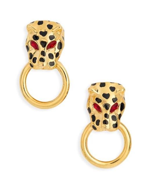 Kenneth Jay Lane Metallic Leopard Statement Earrings