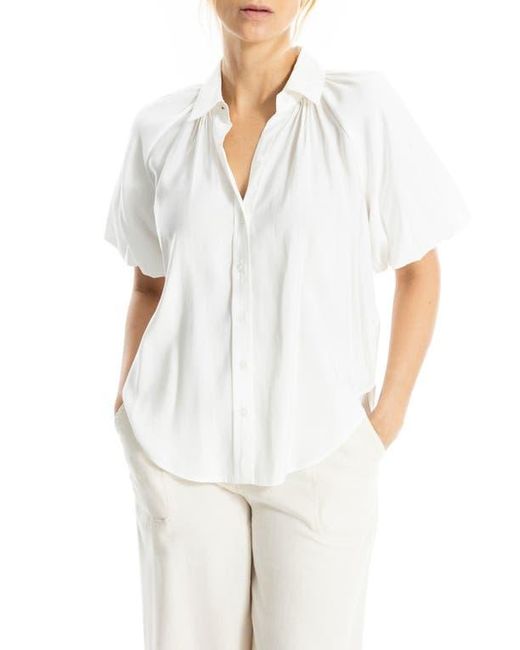 Max Studio White Bubble Sleeve Bf Shirt