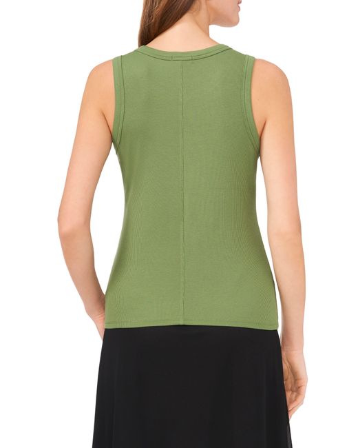 Halogen® Green Fitted Ribbed Tank Top
