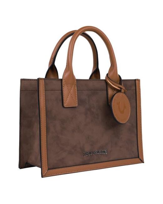 True Religion Brown Top Handle Box Tote Bag