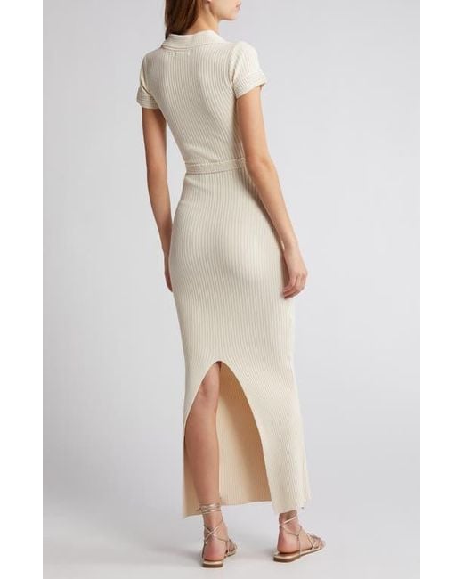 Moon River Rib Pencil Dress in Natural | Lyst
