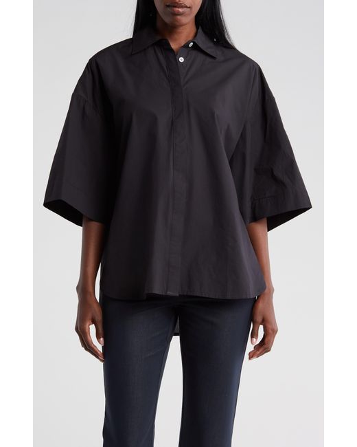 French Connection Black Rhodes Cotton Poplin Popover Shirt