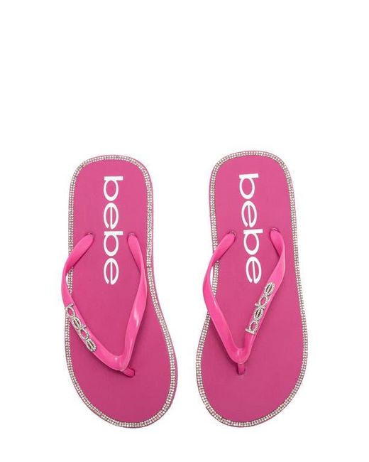Bebe Pink Rhinestone Flip Flop
