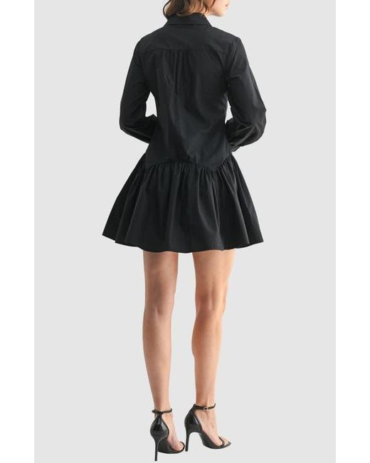Lush Black Long Sleeve Ruffle Hem Shirtdress