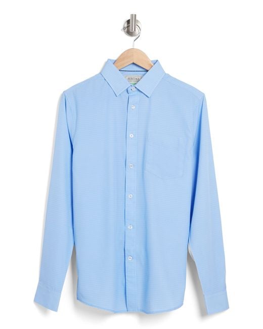 Report Collection Blue Recycled 4-way Solid Sport Shirt for men