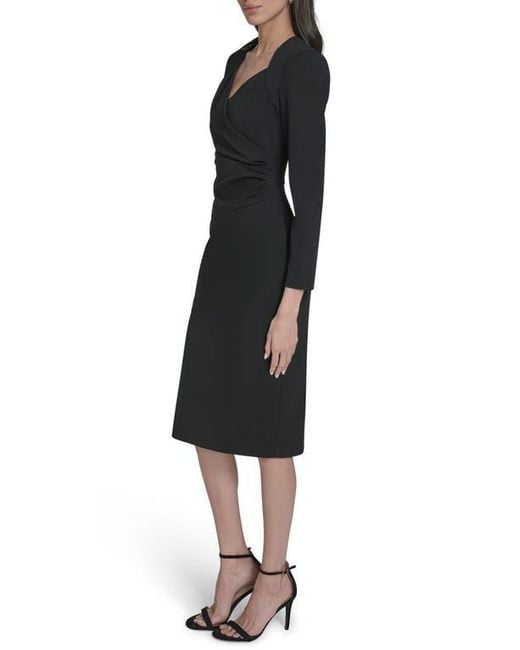 Calvin Klein Black Stretch Crepe Midi Sheath Dress