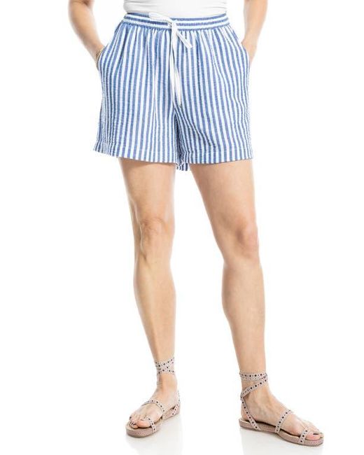 Max Studio Blue Stripe Drawstring Waist Shorts