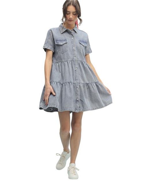 Wishlist Blue Tiered Babydoll Dress