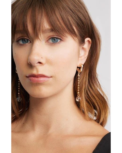 Open Edit Metallic Bead Linear Drop Earrings
