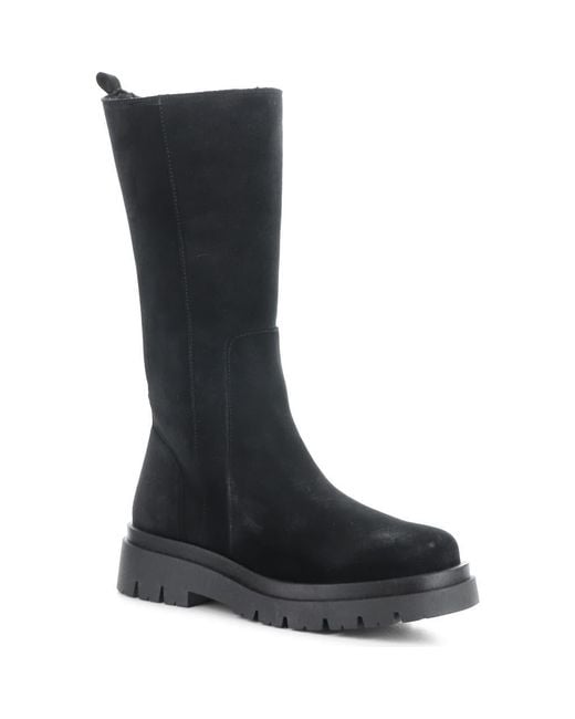 Bos. & Co. Black Suede Wool-Lined Platform Boots