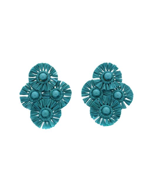 Panacea Blue Turquoise Raffia Stud Earrings