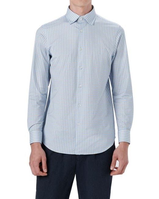 Bugatchi Blue Ooohcotton Check Button-Up Shirt for men