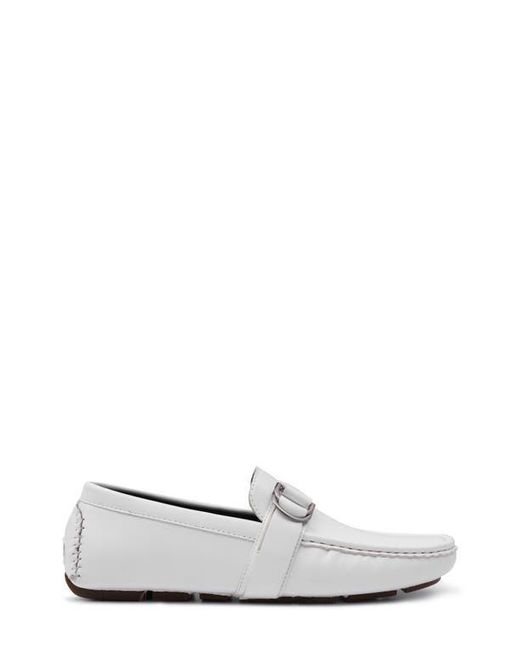 Aston Marc White Charter Side Buckle Driving Loafers for men