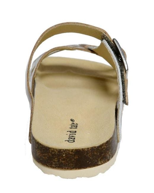 David Tate Metallic Warm Strappy Slide Sandal