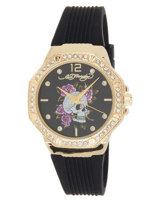 Ed Hardy Black Silicone Strap Watch for men