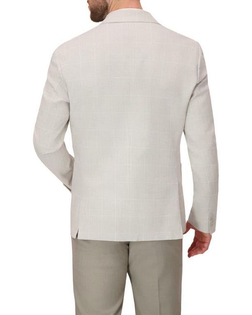 Report Collection Gray Two Button Linen Blend Stretch Plaid Jacket for men