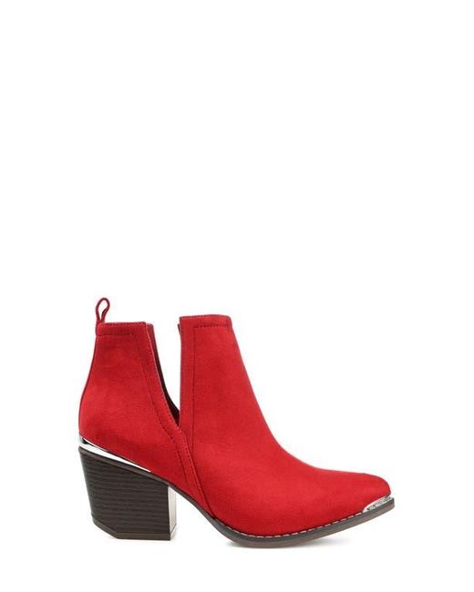 Journee Collection Red Issla Metal Trim Bootie